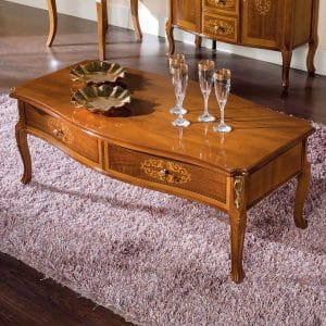 Barock Couchtisch Nussbaum furniert 60 cm tief