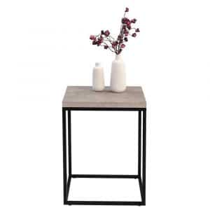 Design Beistelltisch in Beton Grau und Schwarz 40 cm breit