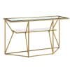 Design Flur Tisch in Goldfarben Klarglasplatten