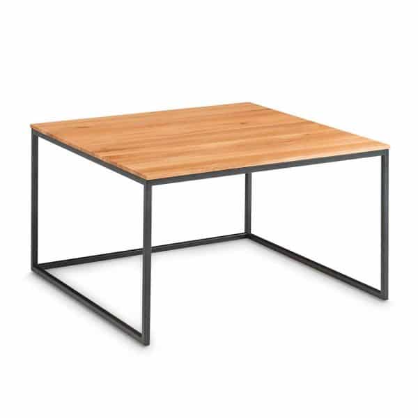 Sofatisch aus Asteiche Massivholz und Metall 70 cm breit