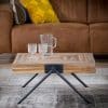 Sofa Beitisch aus Teak Massivholz und Stahl Antik Finish
