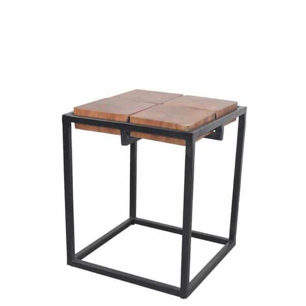 Massivholztisch mit Bügelgestell in Schwarz 40 cm breit
