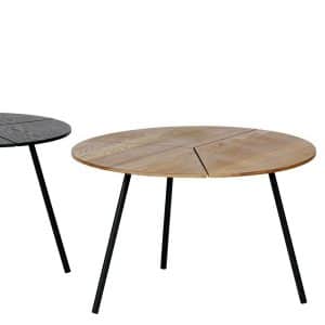 Rundes Couchtisch Set in Schwarz und Esche furniert modern (dreiteilig)