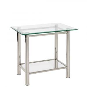 Glastisch aus Stahl und Sicherheitsglas modern