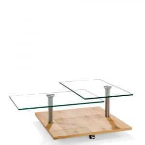 Rollen Couchtisch mit zwei Glasplatten modern