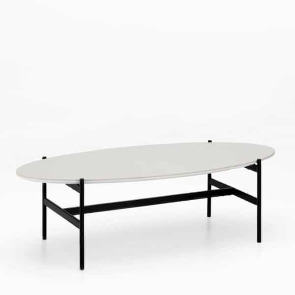 Sofatisch in Weiß und Schwarz ovale Form