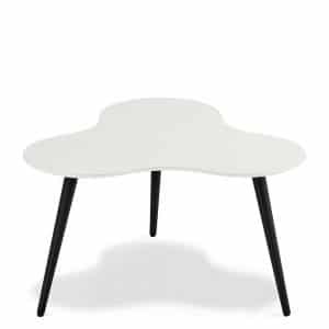 Design Beistelltisch in Schwarz und Weiß gebogener Tischplatte
