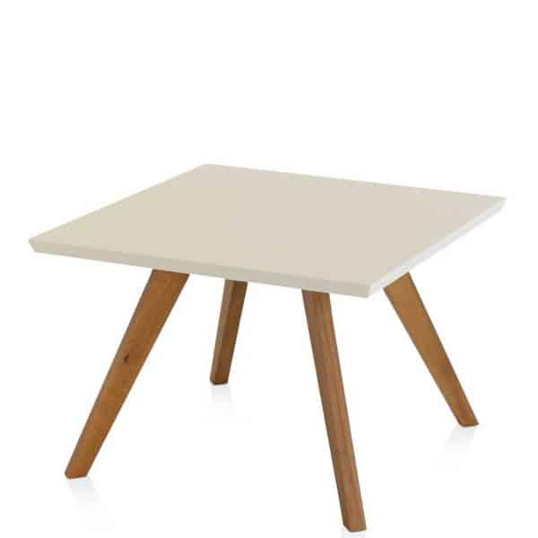 Retro Beistelltisch in Creme Weiß und Eichefarben 65 cm breit