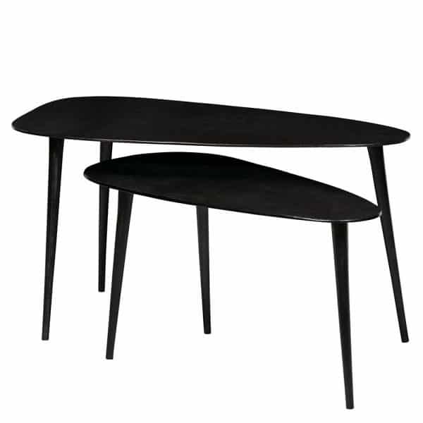 Sofatisch Set in Schwarz Wankelform (zweiteilig)