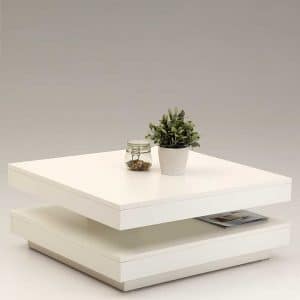 Wohnzimmer Tisch in Weiß drehbarer Tischplatte