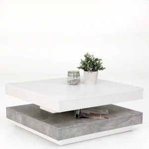 Sofatisch in Weiß und Beton Grau modern