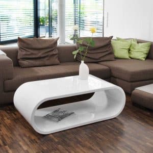 Designercouchtisch in Hochglanz Weiß 120 cm breit