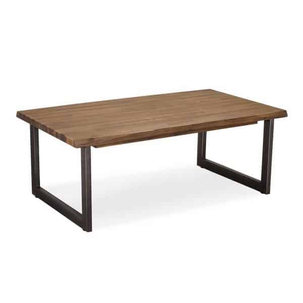 Salontisch aus Akazie Massivholz und Stahl 140 cm breit