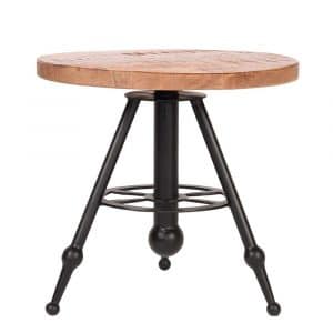 Sofa Tisch aus Mangobaum Massivholz und Metall rund