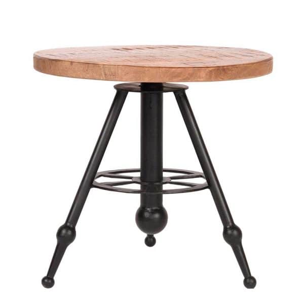 Sofa Tisch aus Mangobaum Massivholz und Metall rund