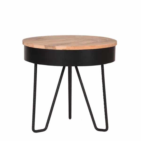Runder Beistelltisch in Schwarz und Mangobaum Loft Design