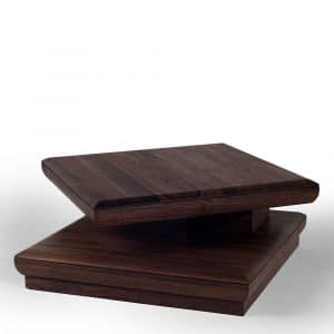 Sofatisch aus Nussbaum Massivholz schwenkbarer Tischplatte