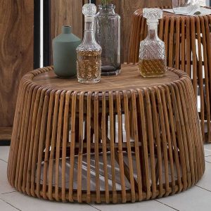 Couchtisch aus Rattan Teak Recyclingholz