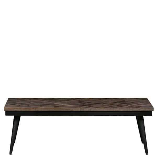 Salontisch mit Teak Recyclingholz Furnier und Eisen 120 cm breit
