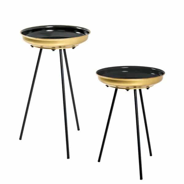 Beistelltische aus Metall Goldfarben und Schwarz (zweiteilig)