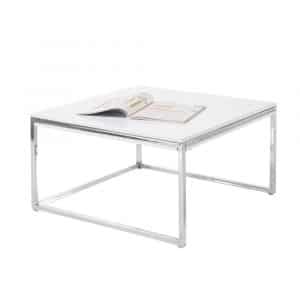 Wohnzimmer Tisch in Weiß Hochglanz Chromfarben