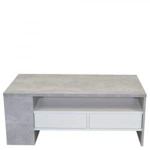 Wohnzimmer Tisch in Beton Optik und Weiß zwei Schubladen