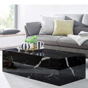 Wohnzimmer Tisch in Schwarz Hellgrau Marmor Optik Hochglanz lackiert