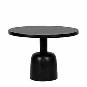 Salontisch in Schwarz aus Metall runder Tischplatte