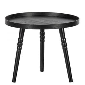 Holzbeistelltische in Schwarz runder Tischplatte (zweiteilig)