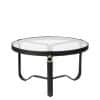 Adnet Couchtisch / Ø 70 cm - Leder & Glas - Gubi - Schwarz