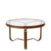 Adnet Couchtisch / Ø 70 cm - Leder & Glas - Gubi - Braun
