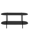 Sofatisch Metall schwarz mit ovaler Tischplatte 100 cm breit