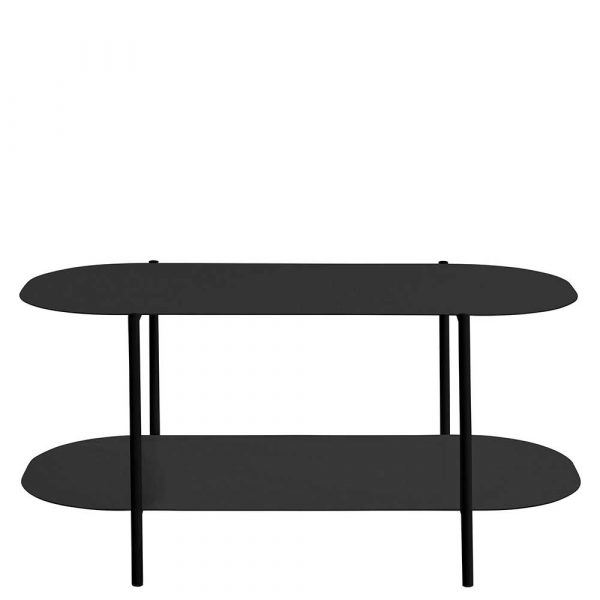 Sofatisch Metall schwarz mit ovaler Tischplatte 100 cm breit