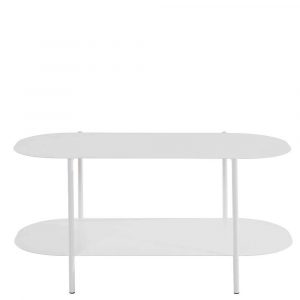 Weißer Metall Wohnzimmer Tisch in ovaler Form 100 cm breit