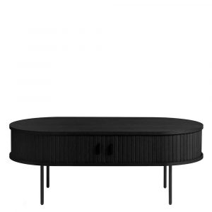Schwarzer Wohnzimmer Tisch im Skandi Design ovaler Tischplatte