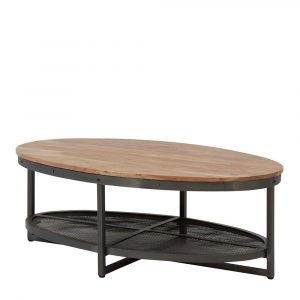 Wohnzimmer Tisch mit ovaler Tischplatte Industry und Loft Stil