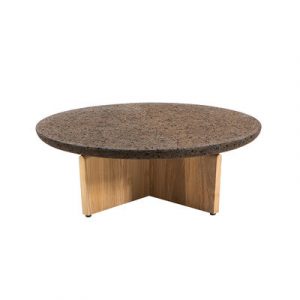 Couchtisch Cross kork braun holz natur Kork & Holz / Ø 100 x H 33 cm - Ethimo - Braun