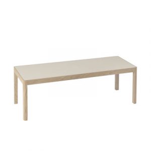 Couchtisch Workshop plastikmaterial grau holz natur / 120 x 43 x H 38 cm - Linoleum - Muuto - Grau